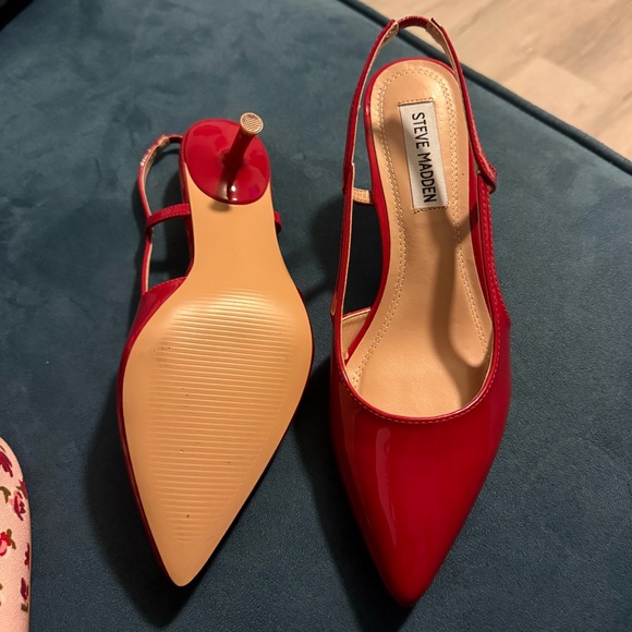 Steve Madden Glossy Red Slingback Heels - Picture 3 of 3